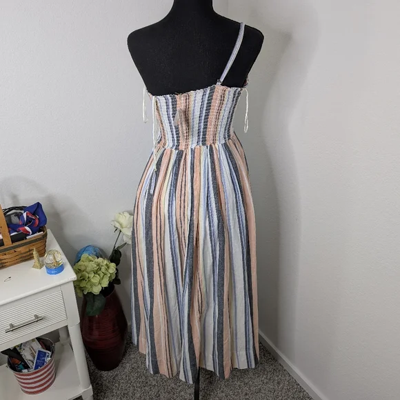 💘 Free People Lilah Striped Pleated Midi Tube Dress - Picture 3 of 6